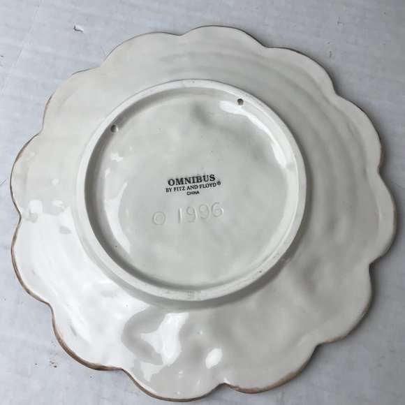 NWOT - Vtg Omnibus FITZ FLOYD TURKEY Plate Tray 1996 Scalloped Edge Thanksgiving - Picture 7 of 9